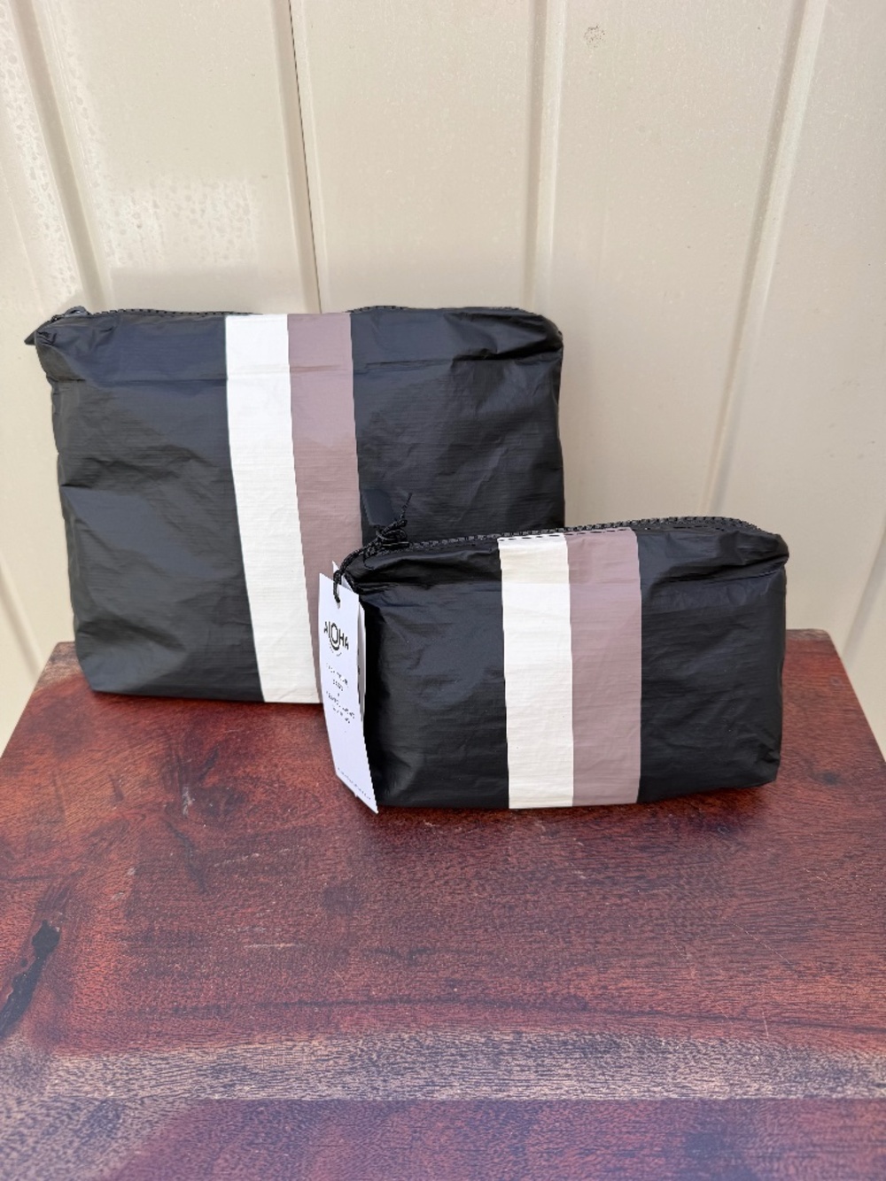 NWT ALOHA Collection Le Voyageur Caffe/Black Pouch Bundle Set | Mini + Small